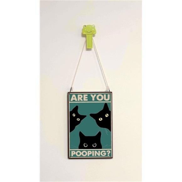 Black Cat Are You Pooping Funny Tin Signs Bathroom Wall Decor 8 x 12 Inch (918) - Picture 2 of 9